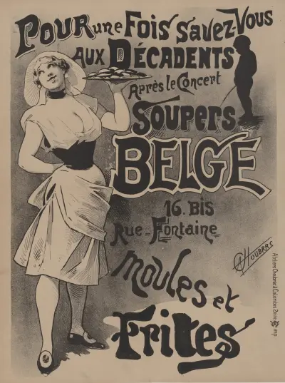 Pour une fois savez-vous, aux Décadents, après le concert soupers belge. moules frites av Alfred Choubrac