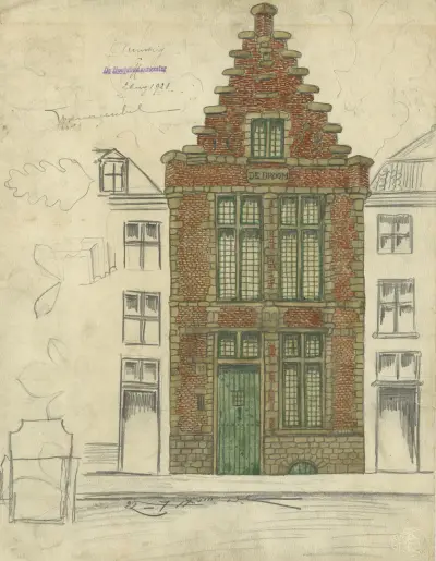 A.De droom; Project voor het huis aan de Sint Antoniusstraat en B. Kastanjebladeren av Alfred Ost