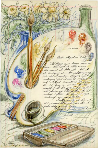 Briefillustratie Schilderdoos, Alfred Ost