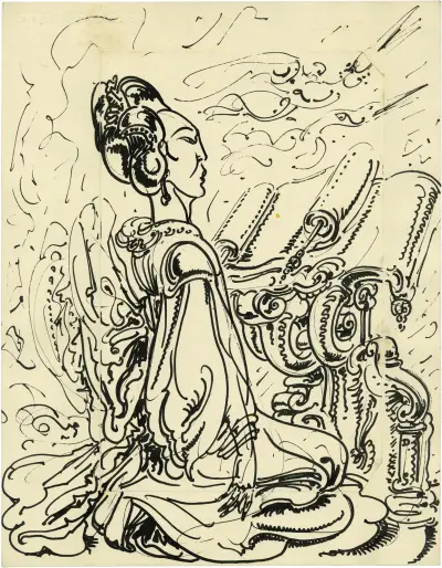 Chinese dame in kostuum, Alfred Ost
