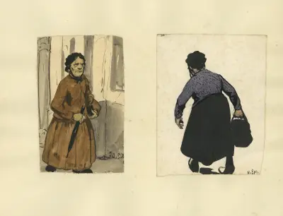 Dame met pluimhoed en Achterzijde van dame met handtas av Alfred Ost