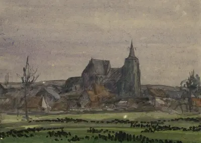 Gezicht op Hakendover met de Sint Salvatorkerk, Alfred Ost