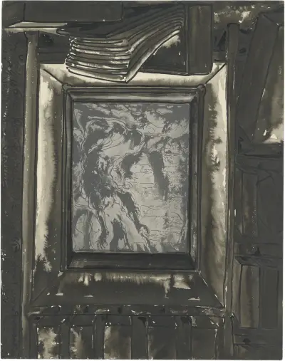 Knielende figuren met armen in de lucht av Alfred Ost