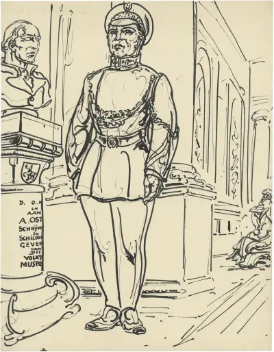 Man in uniform met kapiteinspet av Alfred Ost