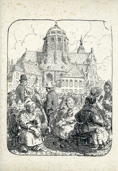 Mechelse Hanswijckkerk met menigte av Alfred Ost