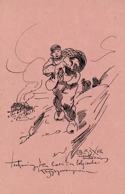 Lithografie-Entwurf „Ten bate der Belgische krijgsgevangenen“, 1917 – Nr. 2 von Alfred Ost