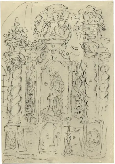 Ornament versiering en Mariabeeld in kerk av Alfred Ost