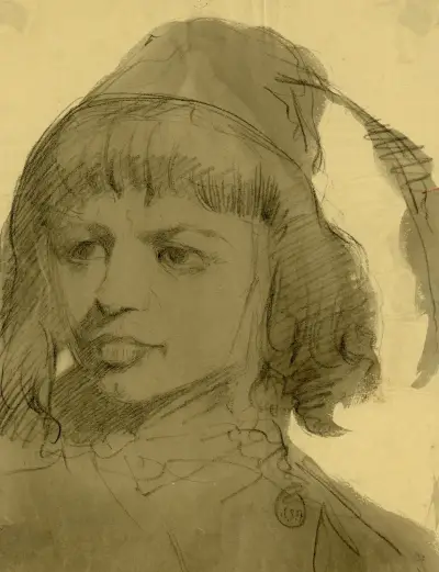 Portret jonge man met hoedje av Alfred Ost