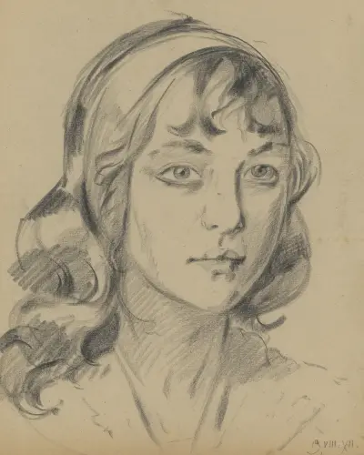 Potrettekening van Angèle Hendrickx av Alfred Ost