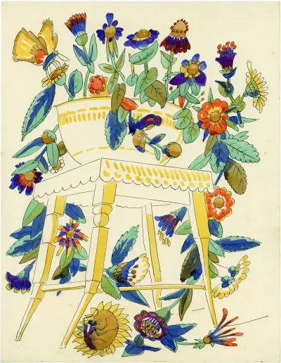 Stoel met Vaas en Bloemen av Alfred Ost