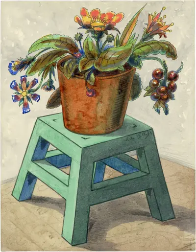 Stoel met Vaas en Bloemen av Alfred Ost