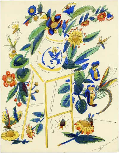 Stoel met Vaas en Bloemen av Alfred Ost
