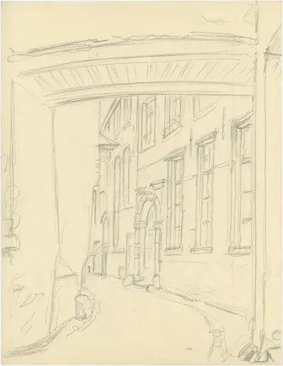 Straat met huizenzicht av Alfred Ost