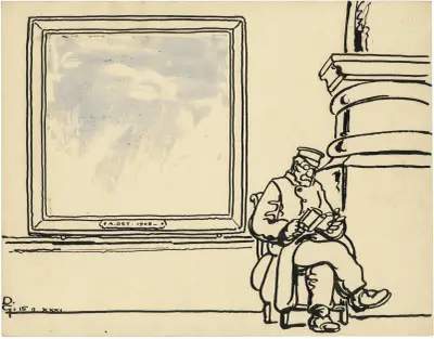 Suppoost naast schilderij van Ost. av Alfred Ost