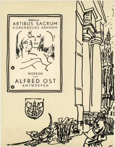 Uitnodiging tentoonstelling Artibus Sacrum, Arbhem – ‘Werken van Alfred Ost Antwerpen’ av Alfred Ost