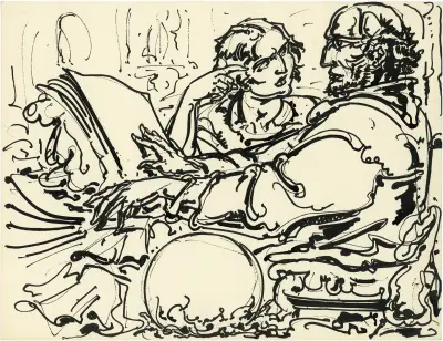 Vrouw en man lezen in boek av Alfred Ost