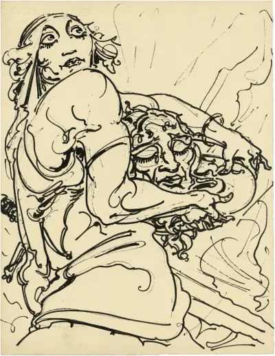 Vrouwenfiguur houdt hoofd vast av Alfred Ost