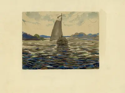 Zeilboot op het water av Alfred Ost