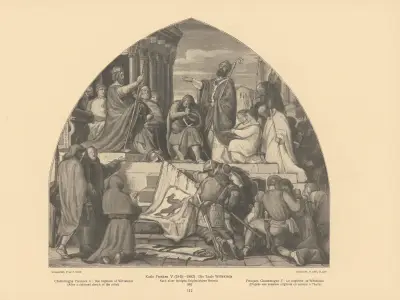 Charlemagne Frescoes V; The baptism of Wittekind av Alfred Rethel