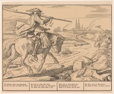 Death rides toward the city (Der Tod reitet zur Stadt) von Alfred Rethel