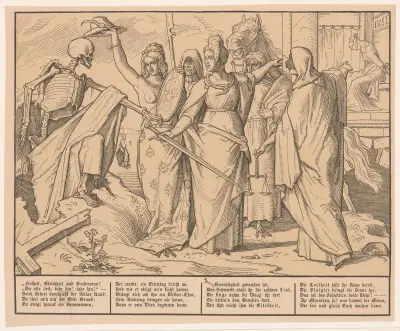 Death rises from the grave (Der Tod steigt aus dem Grabe) av Alfred Rethel
