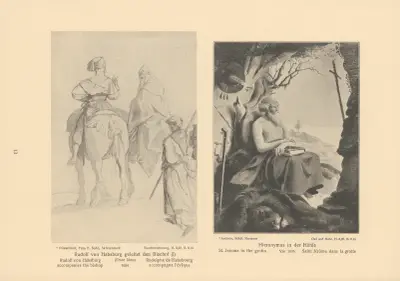 Habsbourg accompanies the bishop, St. Jerome in the grotto av Alfred Rethel