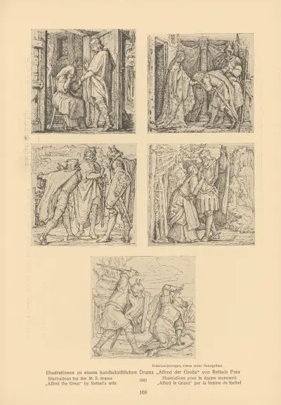 Illustrations for the M. S. drama ‘Alfred the Great’ by Rethel’s wife av Alfred Rethel