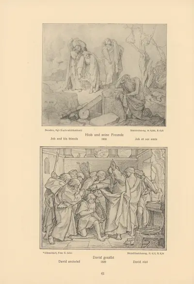 Job and his friends, David anointed av Alfred Rethel