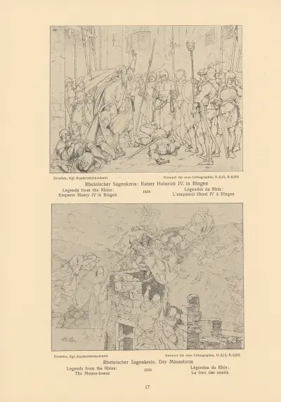 Legends from the Rhine; Emperor Henry IV in Bingen, The Mouse-tower av Alfred Rethel