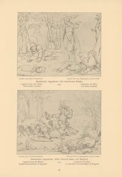 Legends from the Rhine; The hostile brothers, Knight Konrad Baier of Boppard av Alfred Rethel