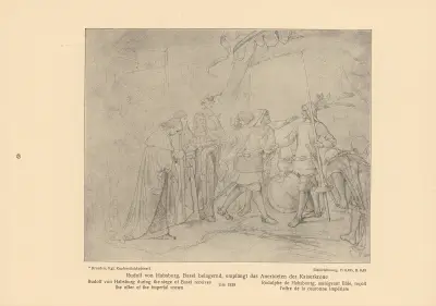 Rudolf von Habsburg mottar erbjudandet om kejsarkronan under belägringen av Basel av Alfred Rethel