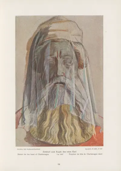 Sketch for the head of Charlemagne av Alfred Rethel