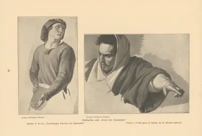 Studies in oil for Charlemagne destroys the Irmensäule av Alfred Rethel