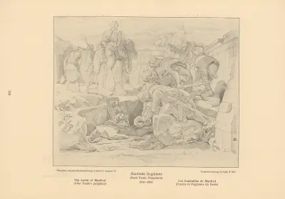 The burial of Manfred (After Dante’s purgatory) av Alfred Rethel