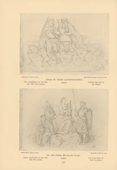 The competition of the fine arts with the sciences, Three conditions of men (II) with the poetry av Alfred Rethel