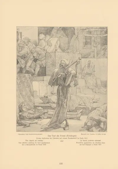 The death as enemy, The cholera making its first appearance on a masquerade at Paris 1831 av Alfred Rethel