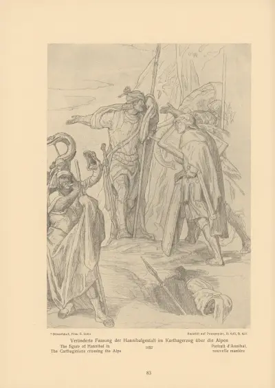 The figure of Hannibal in The Carthaginians crossing the Alps av Alfred Rethel