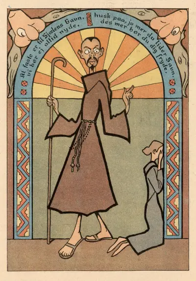 Caricature of Johannes Jørgensen, Alfred Schmidt