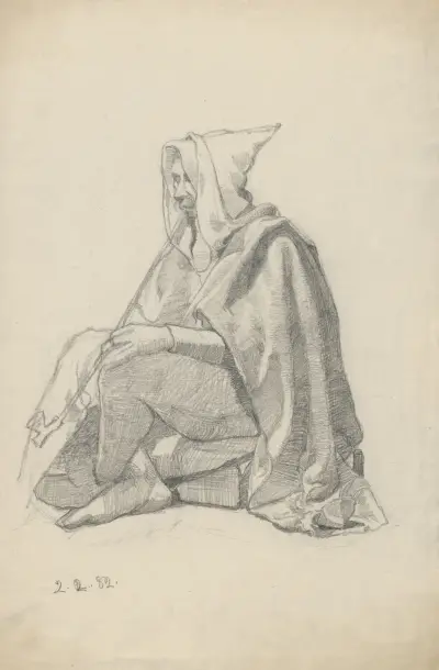 Jester smoking a pipe. von Alfred Schmidt