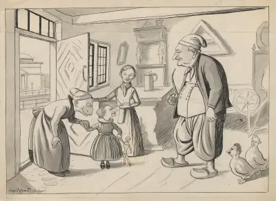 Little Anker Kirkeby’s first visit to Grandfather Carstensen av Alfred Schmidt