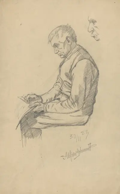 Man sitting and reading a book., Alfred Schmidt