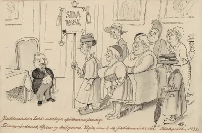 Minister of Justice Zahle and a group of fortune tellers av Alfred Schmidt