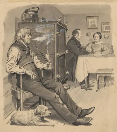 Pipe-smoking man av Alfred Schmidt