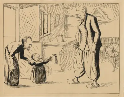 Piper and Neergaard begging at Neergaard’s house von Alfred Schmidt
