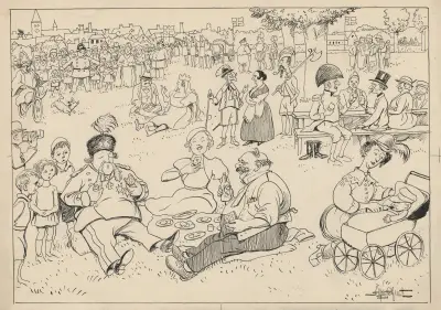 Resting during the historical parade in Snolderup av Alfred Schmidt