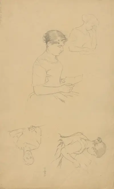 Young woman reading a letter., Alfred Schmidt