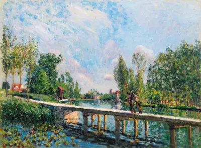 La Passerelle – Chemin De Halage Du Canal Du Loing av Alfred Sisley