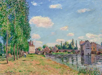 Le pont de Moret-sur-Loing en été av Alfred Sisley