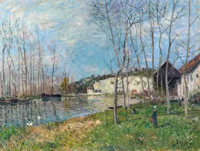 Printemps au bord du Loing av Alfred Sisley