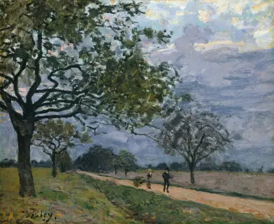 The Road from Versailles to Louveciennes av Alfred Sisley